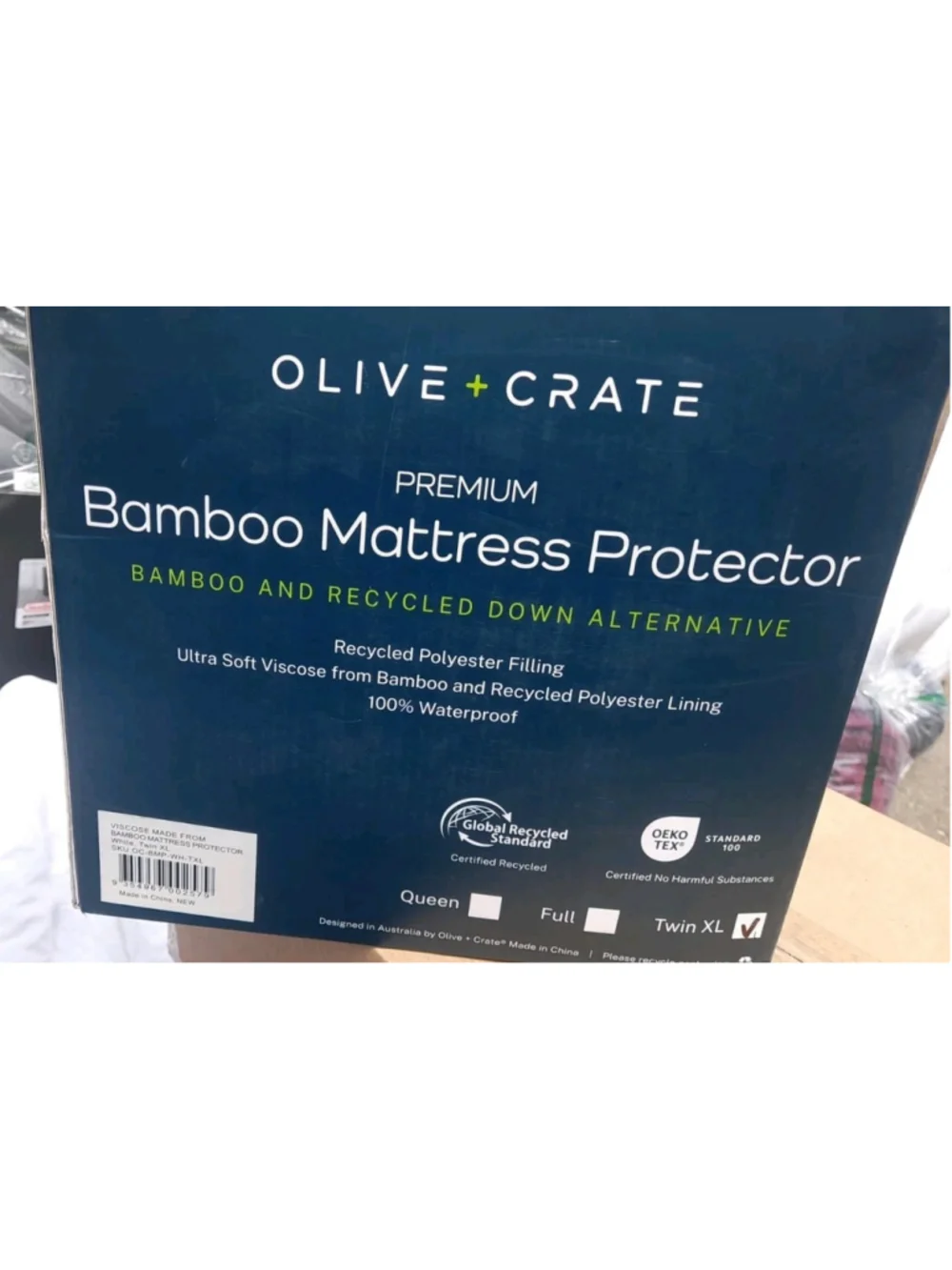 Olive Crate (2) Waterproof & Cooling Bamboo Mattress Cover TXL